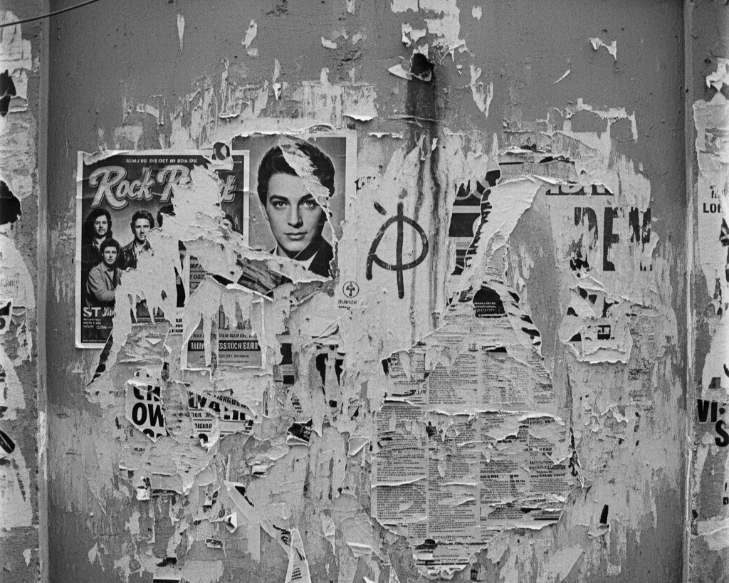 モノクロ、ポスター、壁